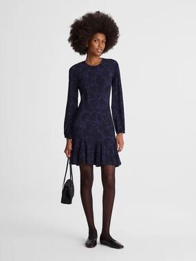 NWT Madewell Puff-Sleeve Flare Mini Dress women's 2 floral event fairy Garden
